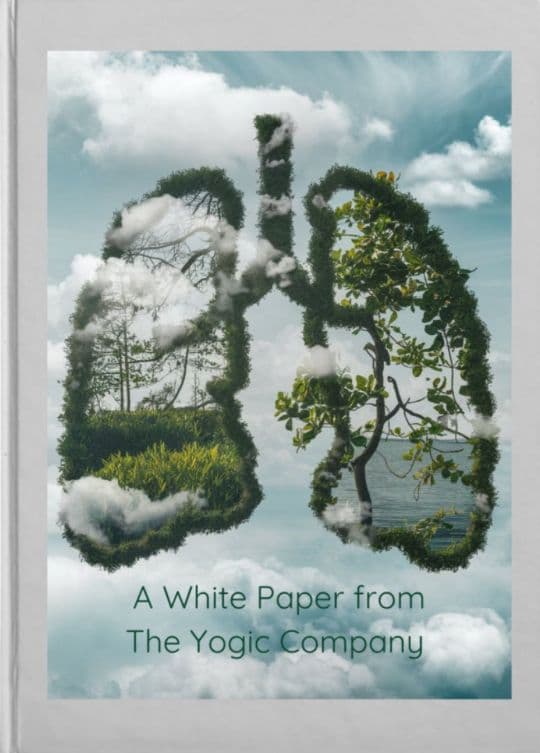 Printed Yogic Company white paper showing lungs formed from trees