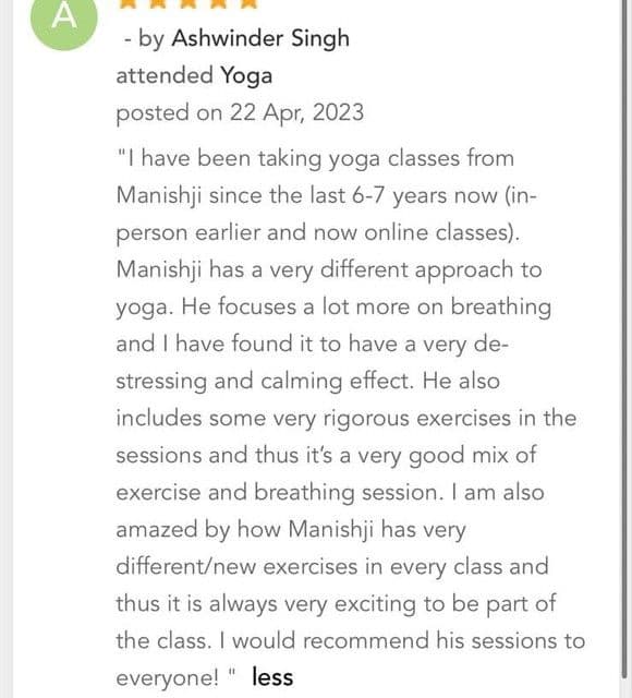Written client review shared with Yogic Company (12 of 19)