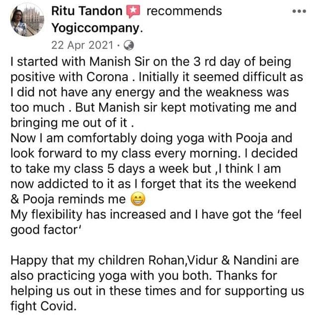 Written client review shared with Yogic Company (14 of 19)